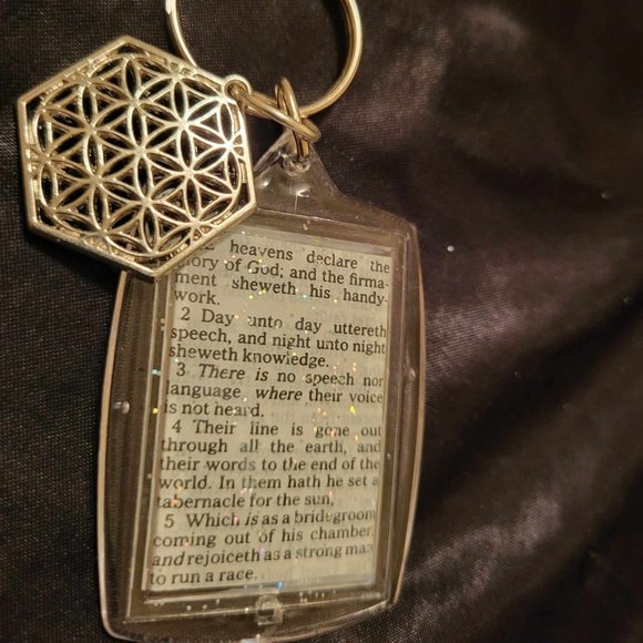 Bible Scripture Keychain with Metal Geometric Pendant - Picture 1 of 3